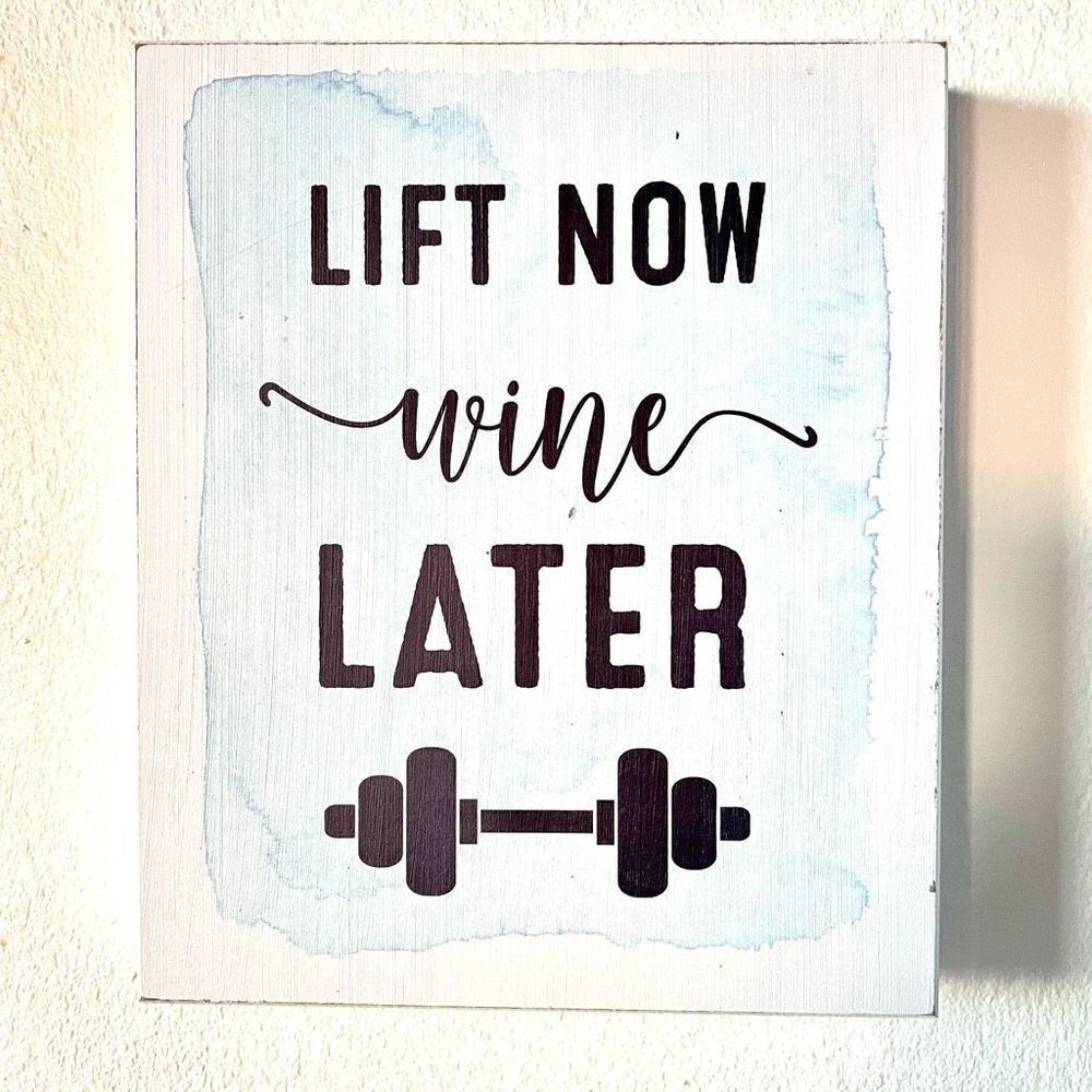 NWT Stupell Lift Now Wine Later White Blue Fun Canvas Print Wall Art